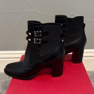 Valentino 70MM Rockstud Beatle Booties in Black Leather